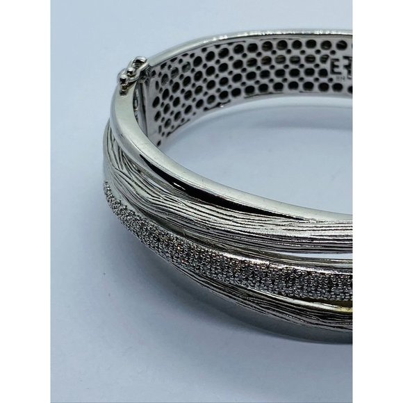 EFFY BH Balissima Diamond Sterling Silver Hinged Bangle asymmetric wrap - Picture 3 of 11